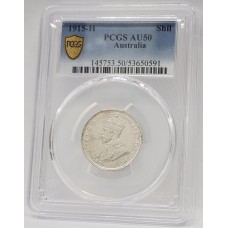 AUSTRALIA 1915 . ONE 1 SHILLING . PCGS AU50